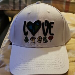 Love Embroidered White Baseball Cap New One Size